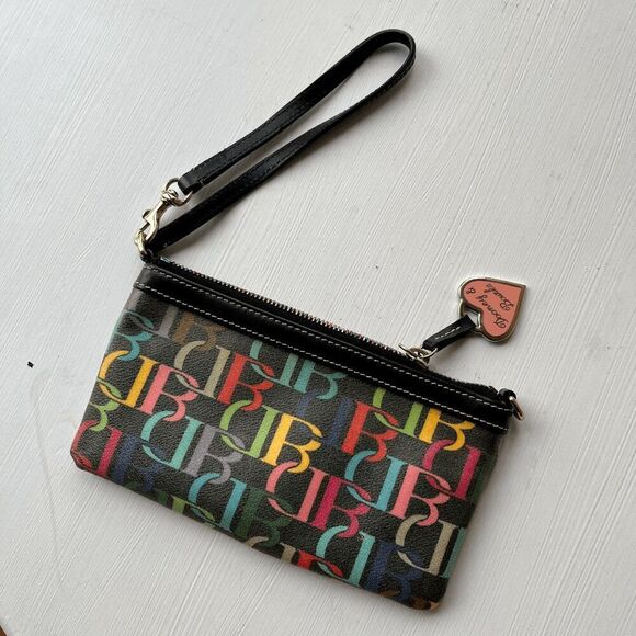 Y2K Dooney & Bourke Rainbow Monogram Wristlet Zip Pouch with Heart Tag - Picture 13 of 14
